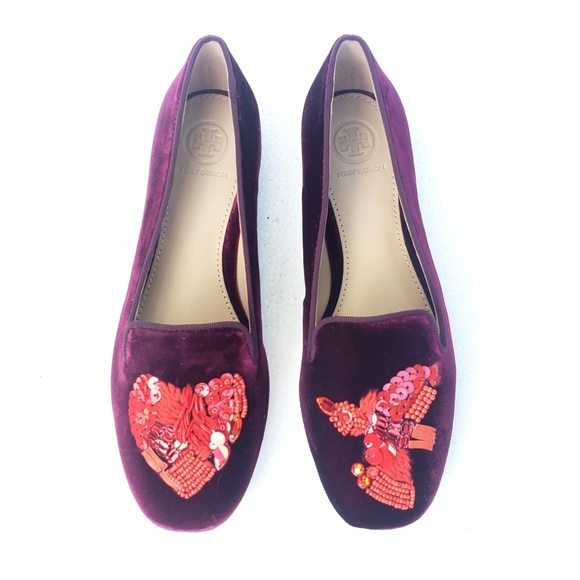 Tory Burch Shoes - Tory Burch Velvet Sequin Bird Heart Ballet Flats 6